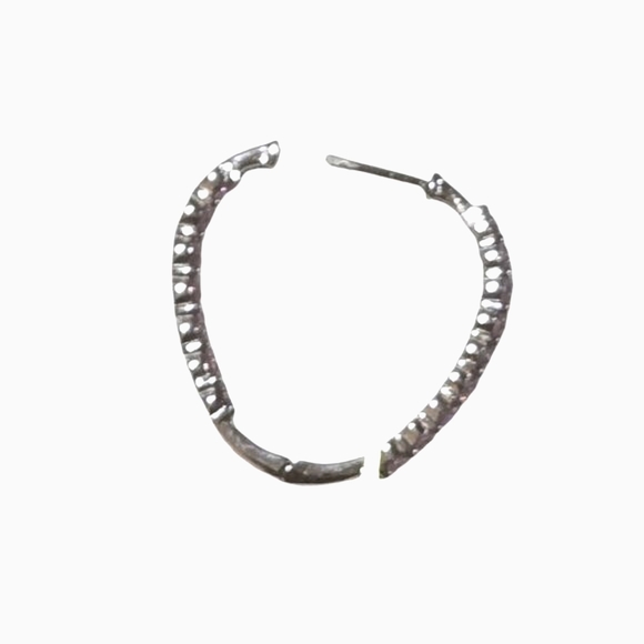 Sterling Silver Light Pink Cubic Zirconia Round Hoop Earrings NWT - Picture 2 of 3